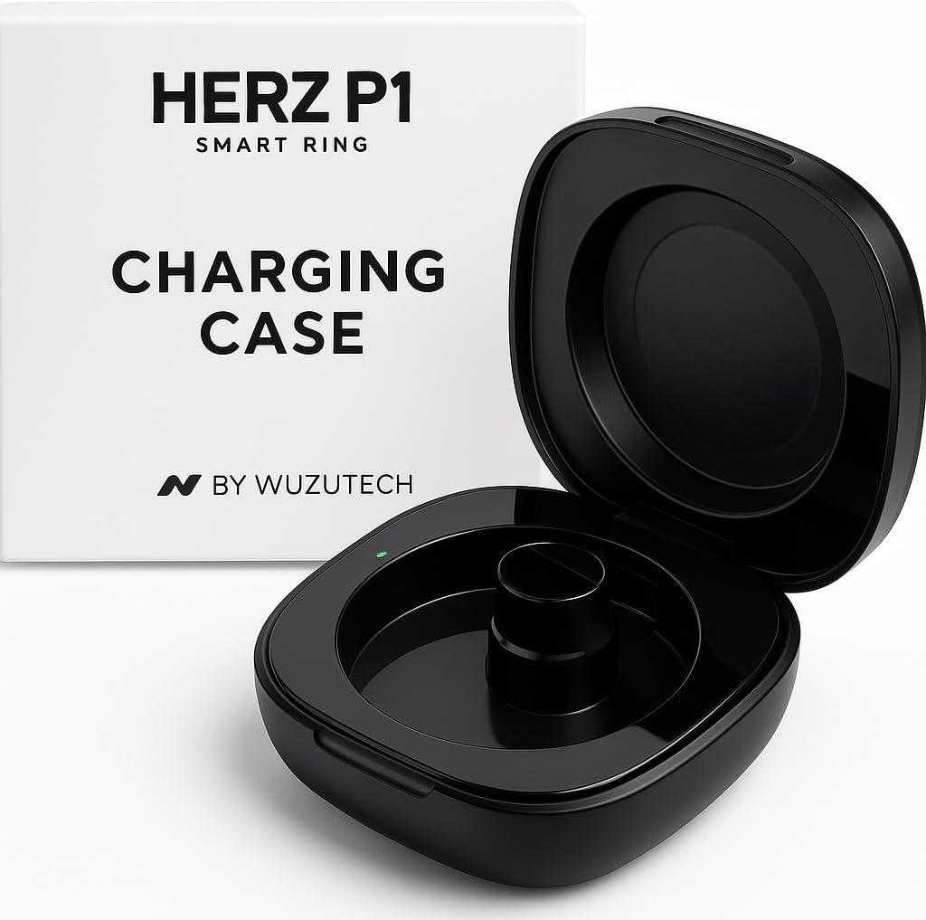 Herz P1 Rapid Charging Case - Smart Ring Portable Charging Case with 200 mAh Battery Magnetic Charger | Charges Herz P1 Smart Ring 8 Times | Compact & Lightweight Design for Travel