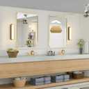 Wall Mount Mirror for Bathroom, Brushed Gold Metal Framed Rounded Corner Rectangular Vanity Mirror (24" x 36", Gold)