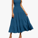 PRETTYGARDEN Women's 2025 Casual Loose Plain Maxi Sundress Smocked Tank Dress Sleeveless Summer Beach Tiered Long Dresses
Size S