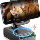 Hupoaf Adjustable Cell Phone Stand with Wireless Induction Bluetooth Speaker, Gifts for Men Women, Compatible with iPhone/Samsung