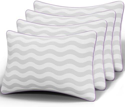 Dreamara Pillows Standard Size Set of 4 - Hotel Collection Bed Pillows with Down Alternative Fill, Soft & Supportive for Side, Stomach & Back Sleepers, Fully Machine Washable & Adjustable Loft Design