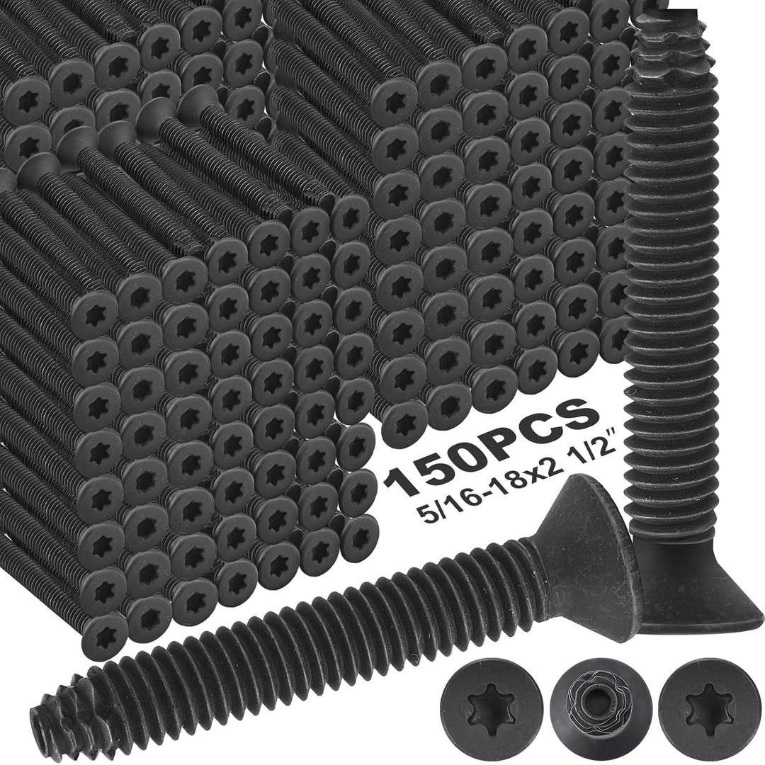 Blulu 150 Pack Quantity 5/16-18 x 2-1/2" Trailer Deck Screws Flat Head Screws Wood to Metal Screw Thread Cutting for Trailer Flooring Floorboards