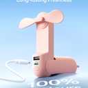 JISULIFE Handheld Mini Fan, 3 IN 1 USB Rechargeable Portable Fan [12-19 Working Hours] with Power Bank, Flashlight, Pocket Design for Travel/Summer/Concerts/Lash, Gifts for Women (Pink)