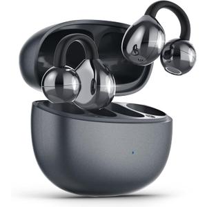Open Ear Earbuds, Air Conduction Headphones Wireless Earbuds Bluetooth 5.4, Clip on Headphones with Mic 42H Playtime, Over Ear Earphones Comfortable for Sports, Running, Workouts and Glasses Wearers
