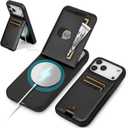 Compatible with Magsafe for iPhone 17 Pro Wallet Case with Card Holder Kickstand RFID Blocking Flip Cover Credit Card Slots PU Leather Men Women,Phone Case for Apple 17 Pro 6.3",Black