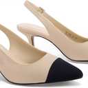 Ankis Women's Slingback Kitten Heels Closed Pointed Toe Low Heel Pumps Comfortable Dress Shoes for Wedding Party Work Office Business Casual Daily Wear 2.5inch Size 7.5