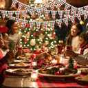 5 Pieces Christmas Red Green Plaid Flags Banners Pennant Single Sided Banner Paper Triangle Flag for BBQ Picnic Wedding Baby Shower Birthday Xmas Party Decorations