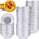 Yesland 500 Pack Aluminum Foil Egg Tart Molds, 2.8 Inch Disposable Pie Tins Pans and Tinfoil Cupcake Circular Baking Cup for Baking, Making Tarts, Quiche Pie, Caramel Pudding