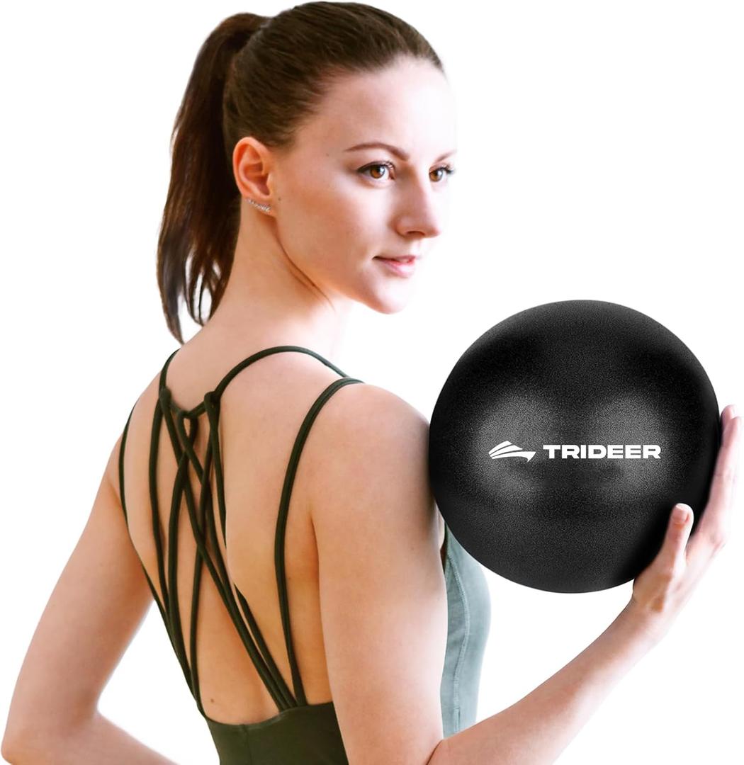 Trideer 9-Inch Pilates Ball, Small Exercise Ball for Yoga, Core Training, Physical Therapy, Balance, Stability and Stretching Pilates Equipment with Inflation Straw (Black)