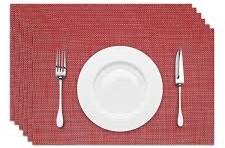 Woven Placemats 8Pcs, Red