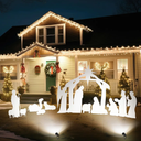 Shellwei 16pcs Large Christmas Outdoor Nativity Scene Set with Lumen Light White Weatherproof Holy Family Outdoor Decorations Nativity Set Lawn Signs for Christmas Holiday Yard Home Decorations