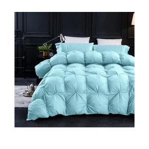 Three Geese Pinch Pleat Waterfowl Feathers and Down Comforter King Size Duvet Insert,750+ Fill Power,1200TC 100% Cotton, Premium All Seasons Aqua-Sky Warm Hotel Comforter with 8 Tabs.