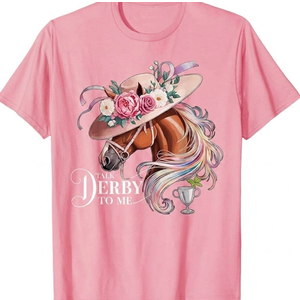 Womens Talk Derby to me Derby Day Horse Racing V-Neck T-Shirt Pink Medium