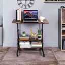 Adjustable Table Student Computer Desk Portable Home Office Furniture Small Spaces Sofa Bedroom Bedside Learn Play Game Desk on Wheels Movable with Storage Size 31.5 * 15.7 Inch Brown A, 31.5 inches x 15.7 inches x 35 inches