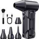 Compressed Air Duster, 110000 RPM High-Speed Electric Air Duster with Brushless Motor, 3-Speed Settings, Rechargeable Cordless Dust Blower with Fast Charging for PC, Keyboard, Car, Home (Black)