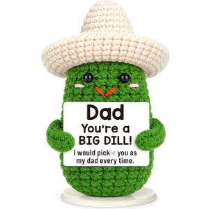 3 x Eterfordista Mini Dad Gifts for from Daughter Son Wife Positive Handmade Crochet Pickle Father's Gifts for Daddy New Bonus Step Dads Father in Law Best Dad Ever Gift Funnuy Birthday Gift Ideas
