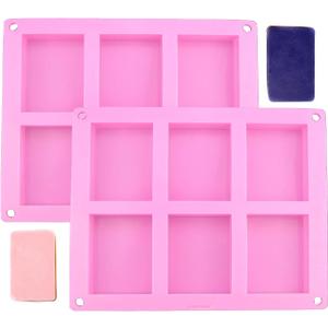 Old Fashion Soap Bar Mold Silicone 2 Pack Rectangle 6 Cavity Soap Making Mold for Homemade Soap Bars (Flexible Nonstick Easy Release)