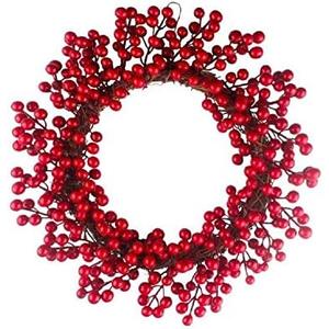 EBTOYS Christmas Wreath, 16-Inch Simulation Berry Decorative Wreath Red Fruit Garland for Christmas Hotel Mall Hanging Decoration