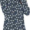 Women Sweaters Turtleneck Long Sleeve Tunic Tops Fall Lightweight Pullover Sweater (Medium, Blue-white Flo)