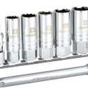 AEROFORCE 3/8-Inch Drive Spark Plug Socket Set 8PCS - Includes 6 Point Sockets 5/8-inch, 3/4-inch and 13/16-inch, 12 Point Sockets 14mm&18mm, 2 Extension Bars,Universal Joint