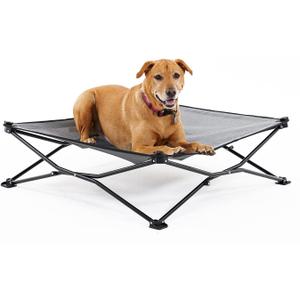 Coolaroo On-The-Go Elevated Dog Bed - Foldable Pop-Up Travel Dog Bed with Breathable, Moisture-Resistant Fabric, Carry Bag Included, Lightweight & Portable, Steel Gray, Large
