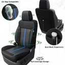 for Chevy Silverado & GMC Sierra Leather Seat Covers Crew Cab 1500 2014-2018, 2500HD 3500HD 2015-2019, Custom Seat Cover Full Set, Pickup Protector Accessories, Black Blue(W/O Rear Cupholder)