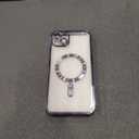 Misea Magnetic for iPhone 14 Plus Case Compatible with MagSafe [Never Yellowing] [Military Grade Drop Protection] Full Camera Lens Protector Plating Soft Clear Phone Case for Women Girls, Purple