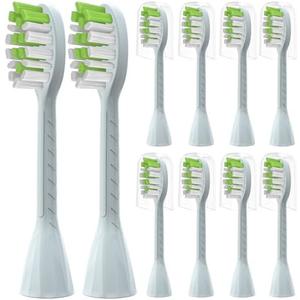 YMPBO Toothbrush Replacement Heads Compatible with Philips One Series Sonicare Battery Toothbrush BH1022/03, 10 Pack Replacement Heads, Soft Bristles, Mint Light Blue