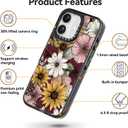 Compatible for iPhone 16 Case Cute - Durable Shockproof 6.6 ft Drop Impact Phone Case - Black Funny Sunflower Design for iPhone 16 6.1"