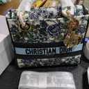 Christian Dior Canvas Embroidered Print Small 9" Lady D-Lite Blue Multicolor 1423720  