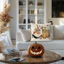 2 x GAGEC Halloween Pillow Covers 18x18 Inch Ghost Floral Throw Pillow Covers Holiday Farmhouse Fall Pillowcase Couch Cushion Case for Indoor Outdoor Home Sofa Decor