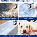 High Pressure 10 Setting Handheld Shower Head, 5" Detachable Showerhead Spray Built-in Power Wash to Clean Tub, Tile & Pets, 79" Extra Long Stainless Steel Hose, Adjustable Bracket - Chrome