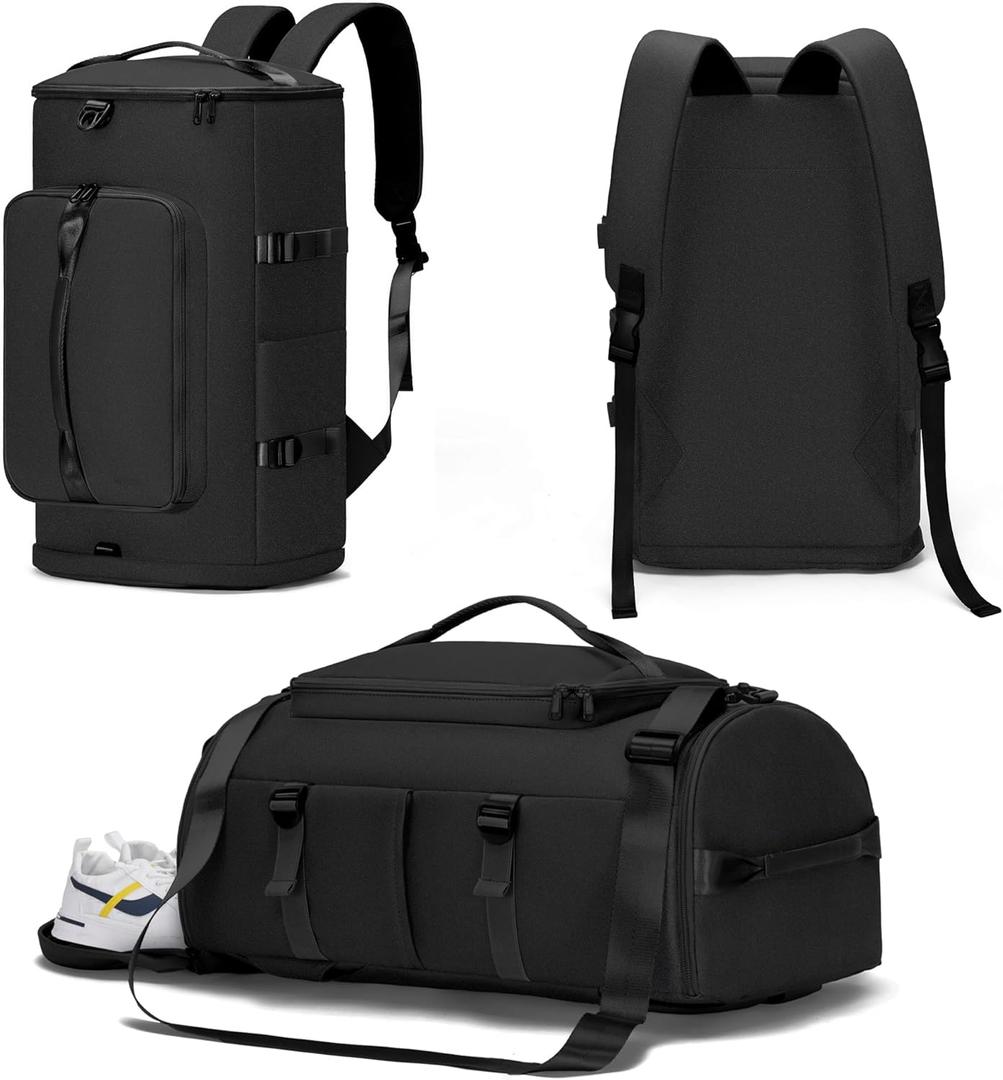 MIYCOO Gym Bag for Men Women with Shoes Compartment - Duffle Bag, Travel Backpack, Sports Backpack, Weekender Overnight Bag with Wet Pocket - Black