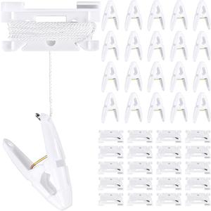 20 Pairs Drop Ceiling Clips for Classroom Ceiling Hanging Hooks White Hangers Clips for Hanging Drop Grid Decorations