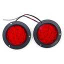 2 Pcs Red Round LED Tail Lights, 12V/24V, 4 Inch 16 LED Rear Brake Stop Turn Signal Reverse Lights for Car, Truck, Trailer and RV