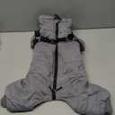 BRKURLEG Grey Dog Winter Coat, Cozy Winter Dog Jackets, Small Dogs Coat with Harness, Onesie Body Warm Puppy Jacket, Pet Reflective Windproof Cold Weather Jackets, Puppy Four-Legged Puffer Coats, L