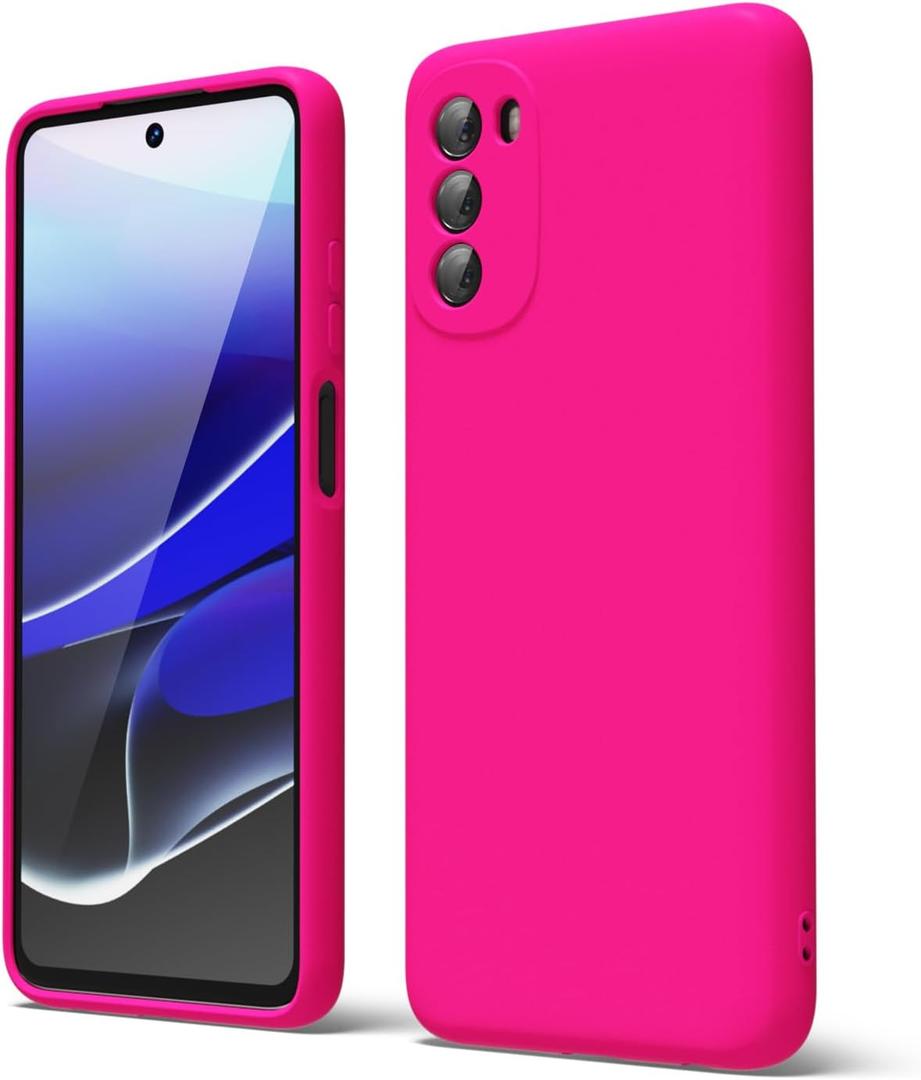 oakxco for Moto G 5G 2022 Case Liquid Silicone, Neon Bright Solid Color, Soft Rubber Gel Elegant Aesthetic Cover, Thin Slim TPU Matte Plain Smooth Case for Women Girl Cute, Hot Pink Fuchsia