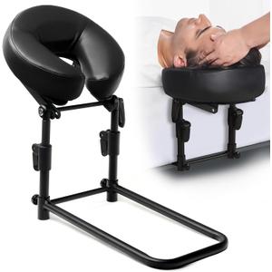 Massage Headrest for Bed, Massage Home Mattress Top Massage Bed Head Extension Kit, Adjustable Headrest Face Cushion Massage Table at Home, Face Down Pillow After Eye Surgery (Black)