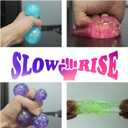 Glitter Squishy Cube Pack of 3 - Fidget Toys for Kids, Slow Rise Stress Cubes for Adults, Ice Cube Squishy Malt Sugar Stress Balls for Anxiety Relief(Blue/Coral/Purple)