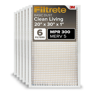 6-Pack 3M Filtrete 20x30x1 AC Furnace Air Filter MERV 5 MPR 300