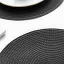 Floroom 15 Inch Round Braided Placemats Set of 4, Washable Heat Resistant Cotton Polyester Circle Place Mats for Kitchen Dining Table - Black