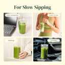 Crafti Slow Sippin' Glass Tumbler with Straw & Lid 11.8oz / 350ml Double-Walled Glass Coffee Cup, Matcha Cup with Volume Markings, Tritan Straw & Cleaner Reusable, BPA-Free Iced Coffee Tumbler