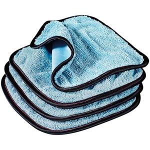 Griot's Garage PFM Dual Weave Glass Towels for Car Windows and Windshield Cleaning, Cloths for Auto Detailing, Double-Sided, Set of 4, 9" x 9", 55582