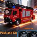 Toy Fire Truck Toddler Rescue Firetruck - Fire Engine Toy with Water Pump STEM Education Lights & Sounds Transformer Ejector Truck Car Race Track Kids Ages 3-5 6 7 8 Year Old Christmas Birthday Gift