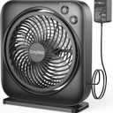 Portable Table fan, Window Fan,Small Box Fan with 3 Powerful Speed & 4 Timer Setting, 270 Pivoting Quiet Square DC Fan for Home Office Bedroom Bathroom Kitchen (Black)