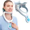 Cervical Neck Traction Device Neck Brace for Men and Women, Adjustable Neck Stretcher with 3 Power Tractions for Neck Pain Decompression Tension Relief (Inflatable) (Blue-inflatable-1)