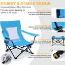 Joyfair Beach Camping Chair (2 Pack), Outdoor Folding Lawn Chair for Adults, Heavy Duty Portable Chair with Armrest for Outside Fishing, Sport, Patio, Cup Holder & Storage Pocket, Carry Bag (Blue)