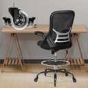 HYLONE Drafting Chair Adjustable, Tall Office Chair Lumbar Support Ergonomic Standing Desk Chair Heavy Duty Tall Drafting Stool for Artists with Footrest Home Office Drafting Stool (Black)