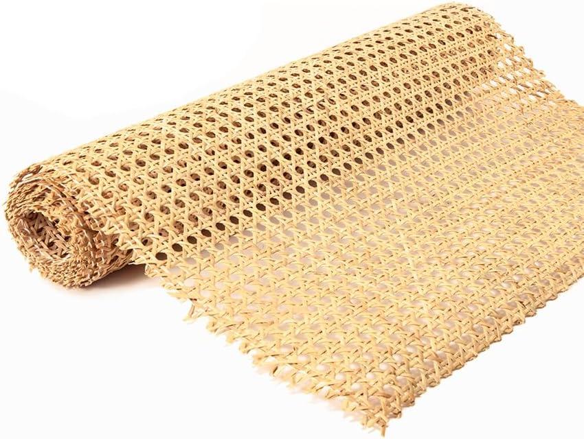 16" Width Cane Webbing 5Feet,Natural Rattan Webbing Roll for Caning Projects,Woven Open Mesh Cane Material for Cabinet,Chair Repair,Furniture Making Supplies
