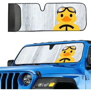 Windshield Sun Shade Fit for Jeep Wrangler TJ JK JL &Gladiator JT 2/4 Door Funny Duck Window Sunshade for UV Rays & Heat Protection Funny Windshield Cover for Wrangler & Gladiator